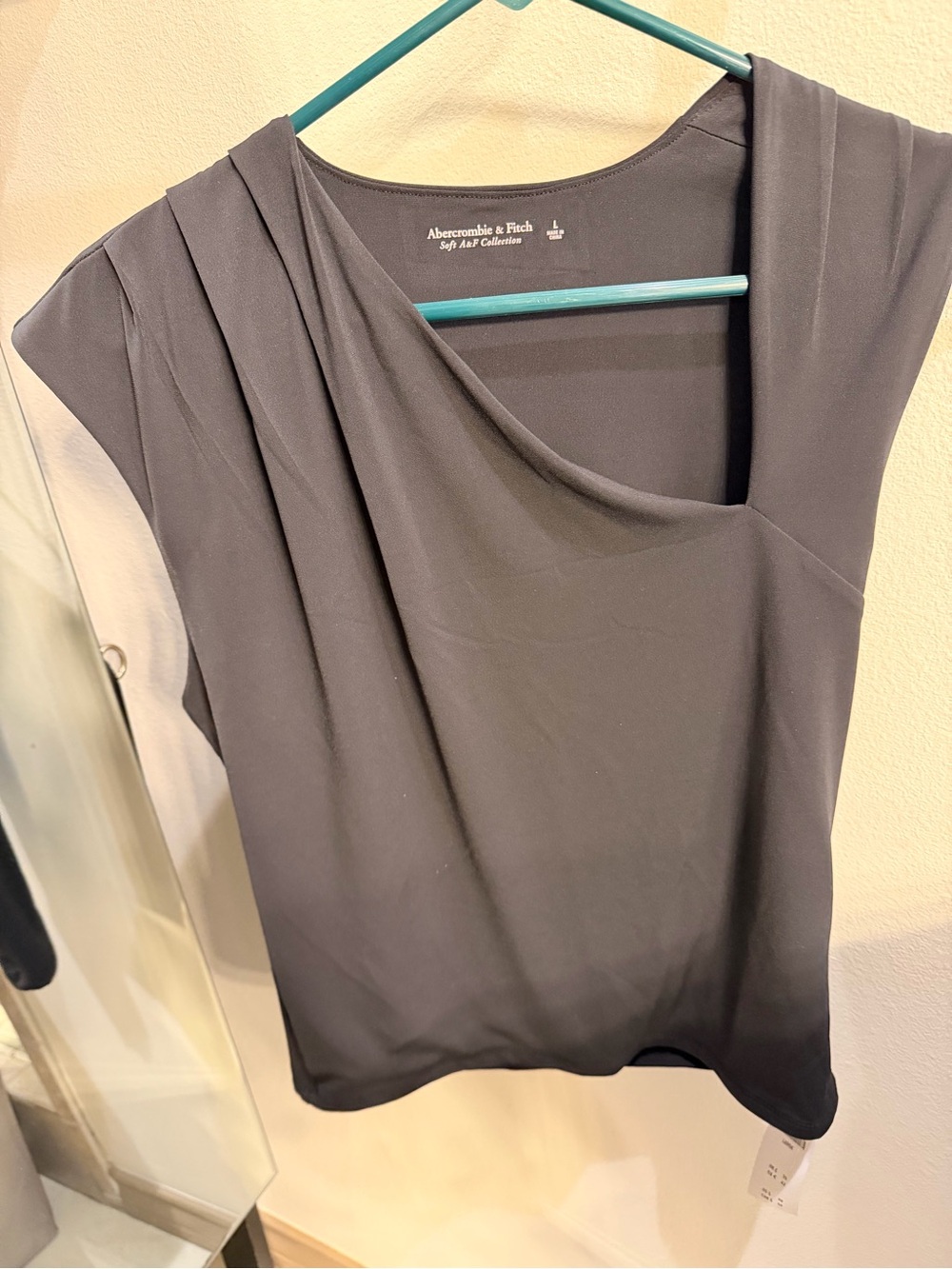 Abercrombie & Fitch black Draped Asymmetrical Shell Top